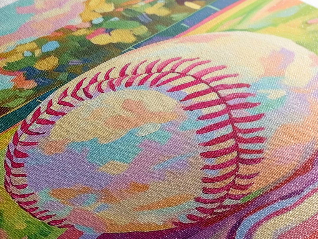 Pastel Baseball On Sunny Field Wall Art, Sports Wall Art, Boys Room Decor, Game Room Art, Baseball Decor, Gift For Him, Home Decor