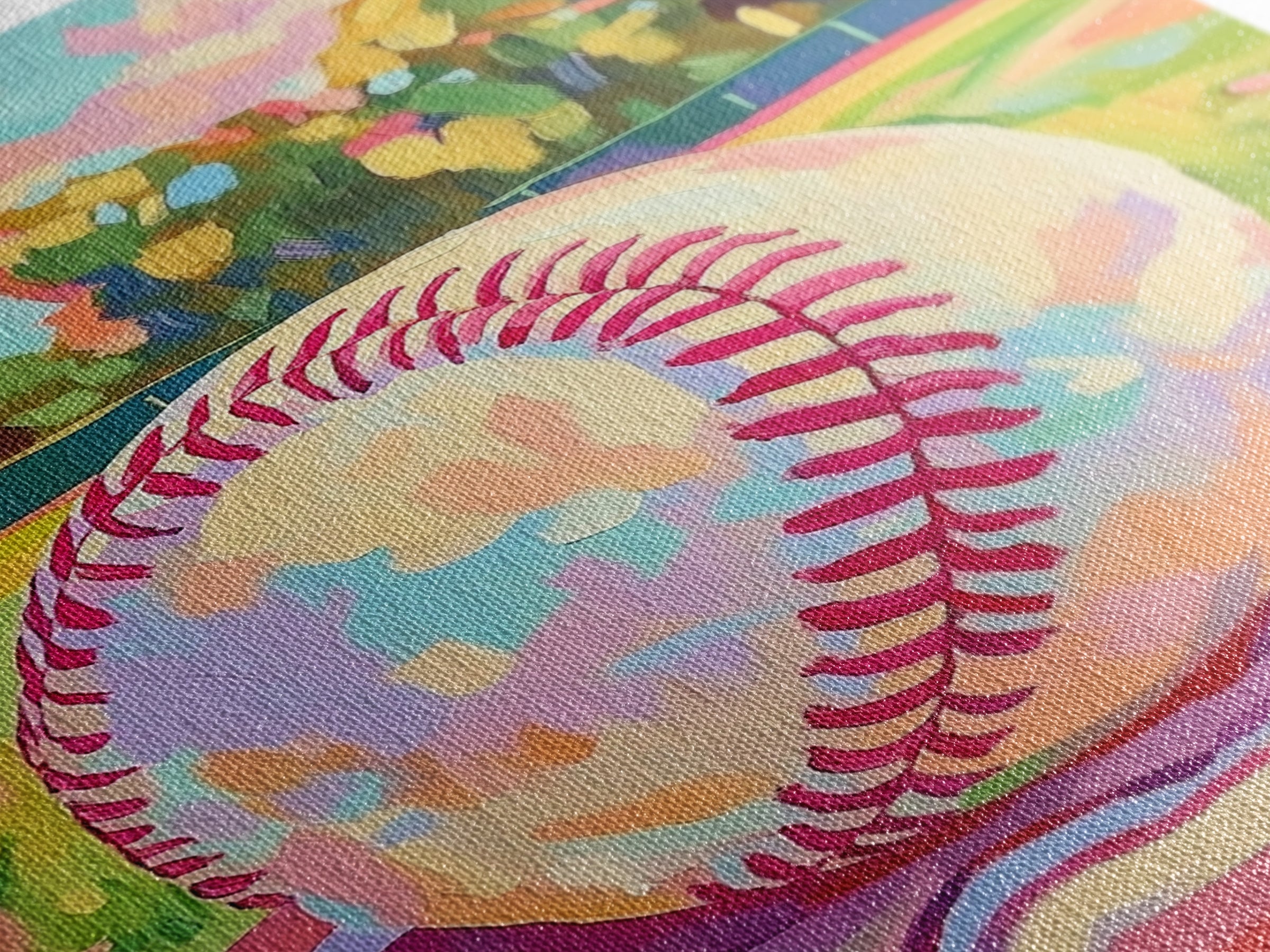 Pastel Baseball On Sunny Field Wall Art, Sports Wall Art, Boys Room Decor, Game Room Art, Baseball Decor, Gift For Him, Home Decor