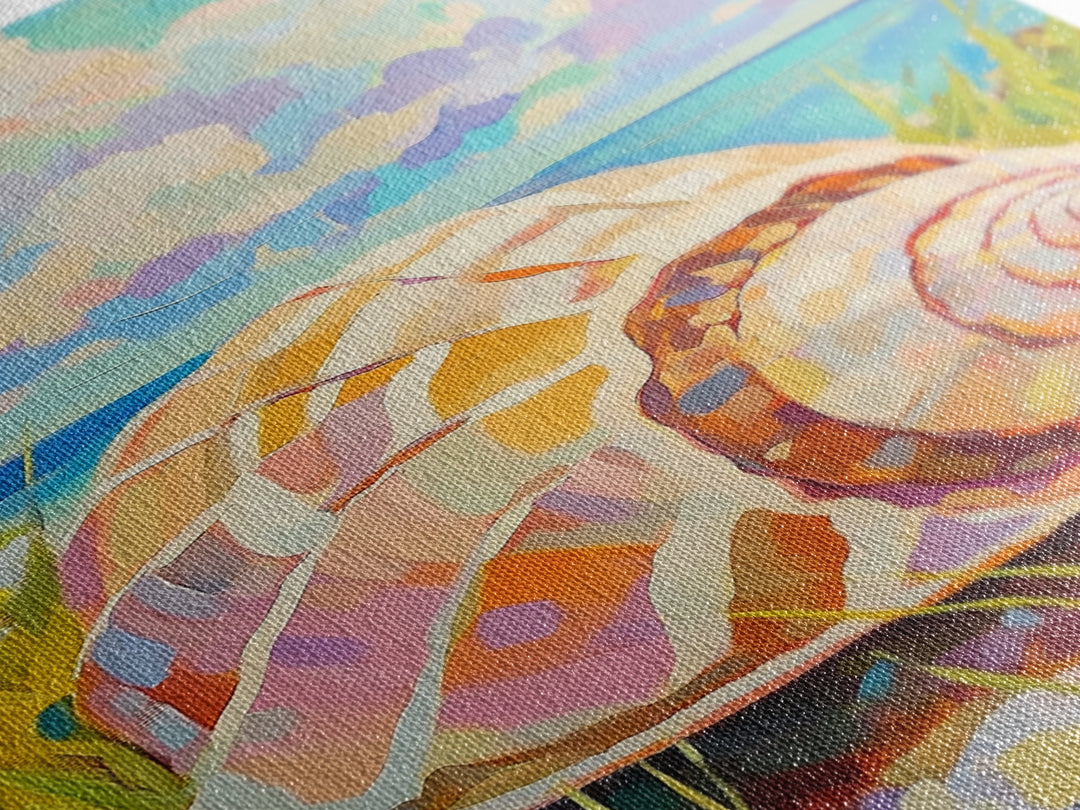 Pastel Conch Shell In Dune Grass Canvas Print, Coastal Wall Art, Beach House Decor, Ocean Wall Art, Summer Home Decor, Gift For Her