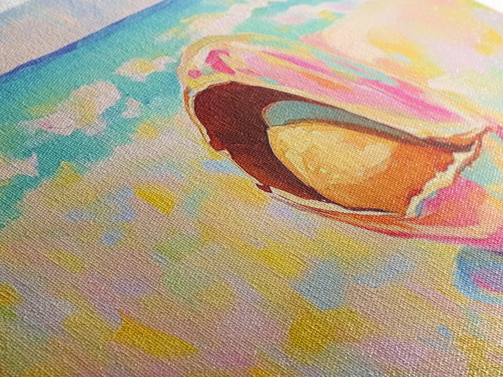 Pink Seashell On Beach Canvas Print, Coastal Wall Art, Ocean Painting, Beach House Decor, Nautical Living Room Print Gift