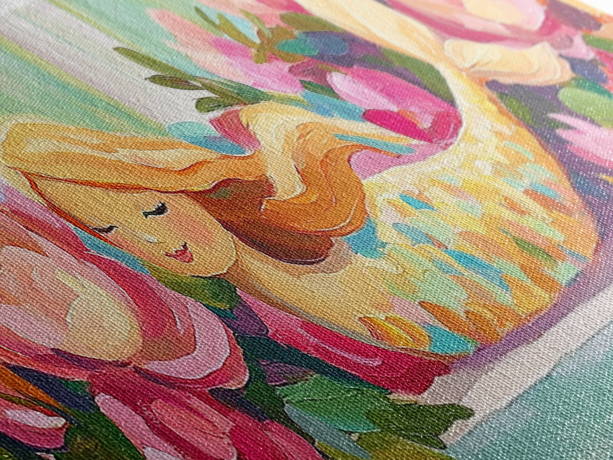 Sleeping Mermaid In Rose Garden Canvas Print, Whimsical Floral Wall Art, Girls Room Decor, Nursery Wall Art, Fantasy Gift