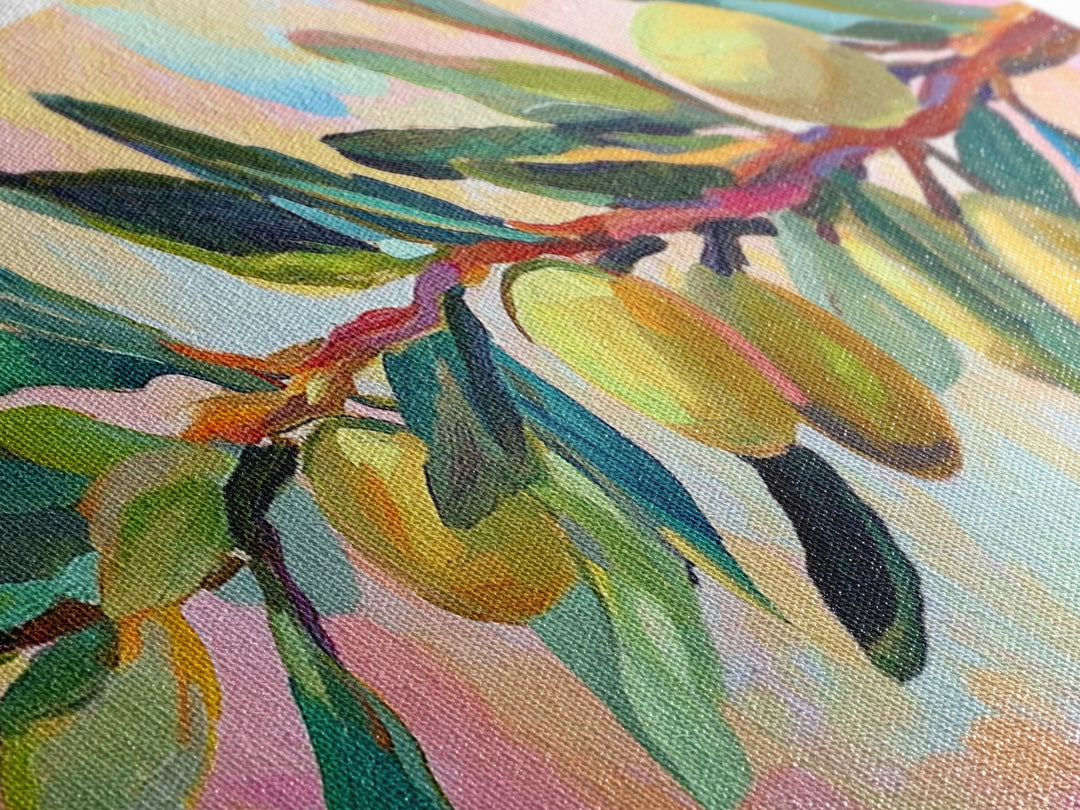 Olive Branch With Green Leaves Canvas Print, Mediterranean Kitchen Wall Art, Botanical Wall Decor, Tuscan Home Decor Gift