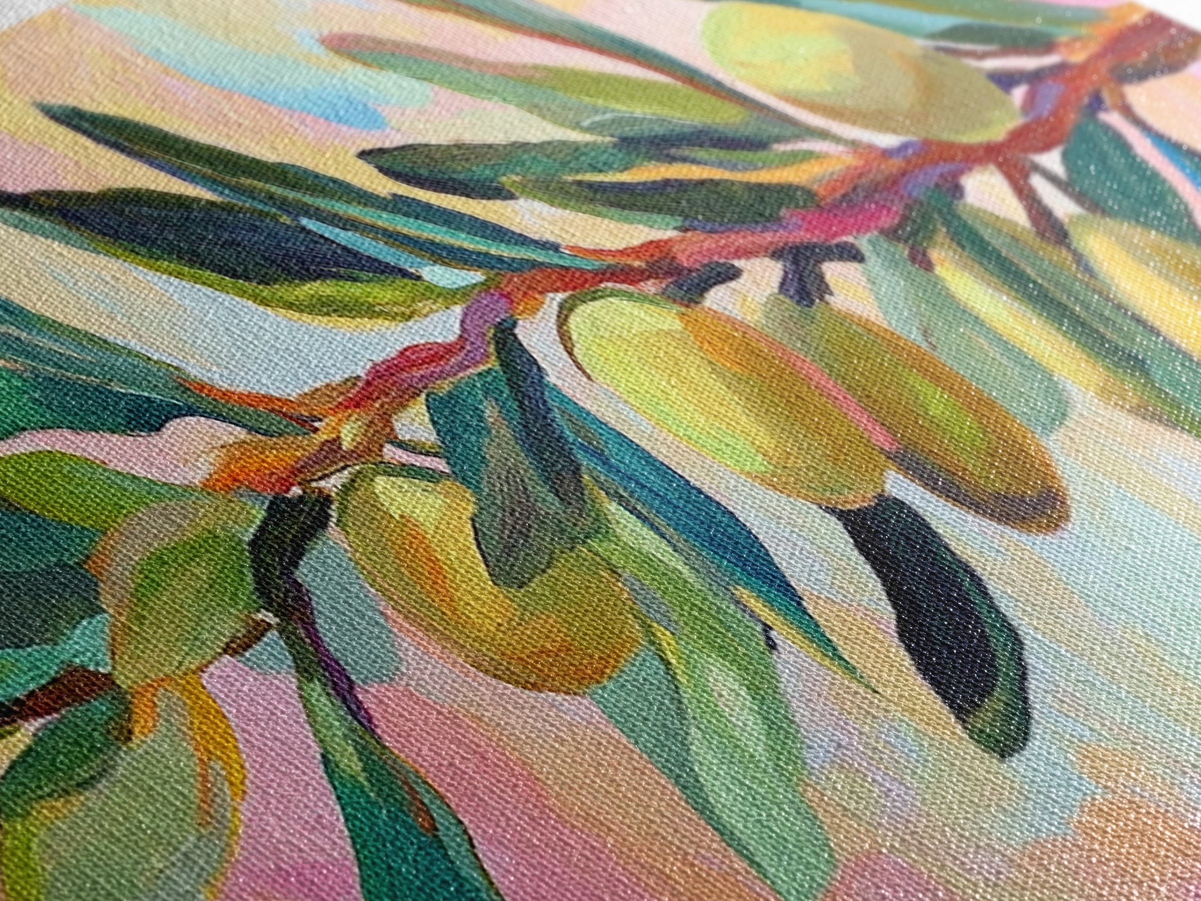 Olive Branch With Green Leaves Canvas Print, Mediterranean Kitchen Wall Art, Botanical Wall Decor, Tuscan Home Decor Gift