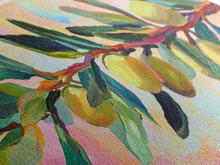 Olive Branch With Green Leaves Canvas Print, Mediterranean Kitchen Wall Art, Botanical Wall Decor, Tuscan Home Decor Gift
