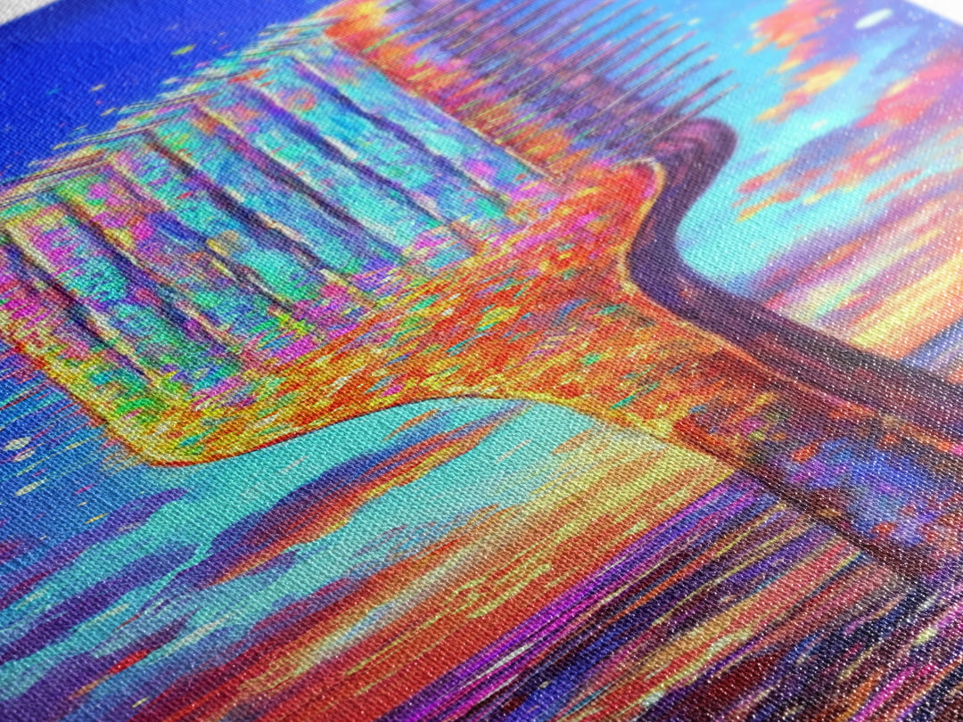 Giant Rainbow Hair Comb At Ocean Sunset Canvas Print, Salon Wall Art, Beauty Salon Decor, Colorful Coastal Gift Print Poster