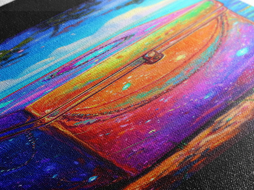 Rainbow Treasure Chest By Tropical Ocean Wall Art, Colorful Coastal Canvas Print, Beach House Decor And Unique Gift Idea