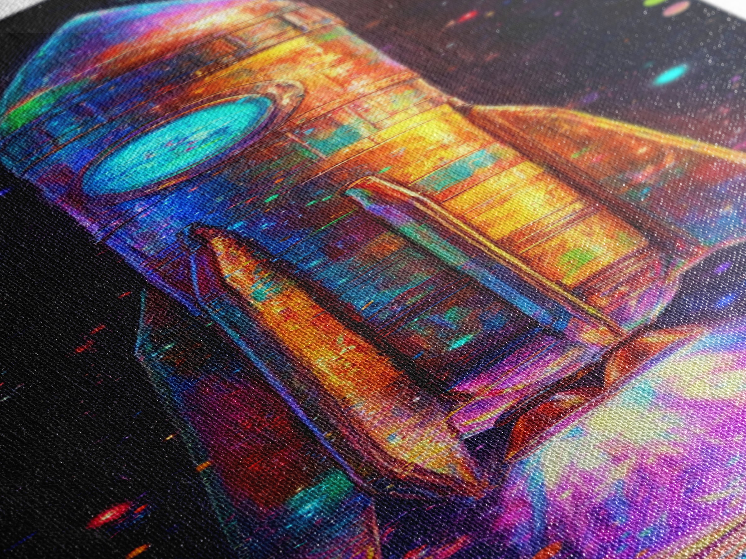 Glowing Retro Rocket Ship Wall Art, Sci Fi Canvas Print, Space Wall Decor, Astronomy Poster, Kids Room Decor, Gift For Him