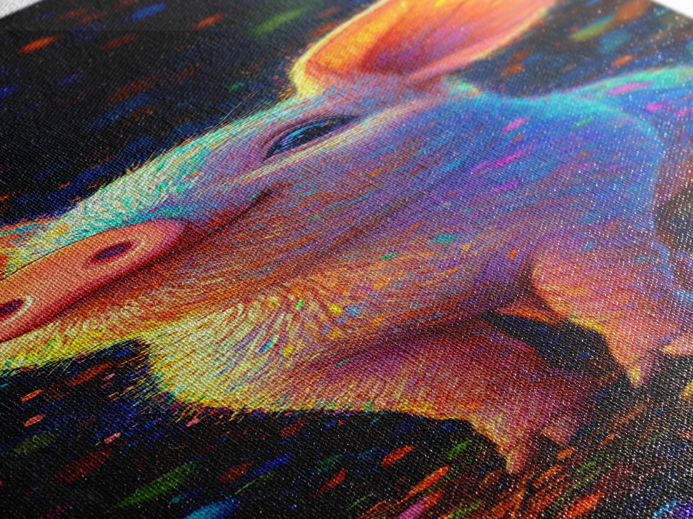 Neon Rainbow Piglet Canvas Print, Cute Animal Wall Art, Whimsical Nursery Decor, Farm Animal Art, Kids Room Decor Gift For Animal Lovers