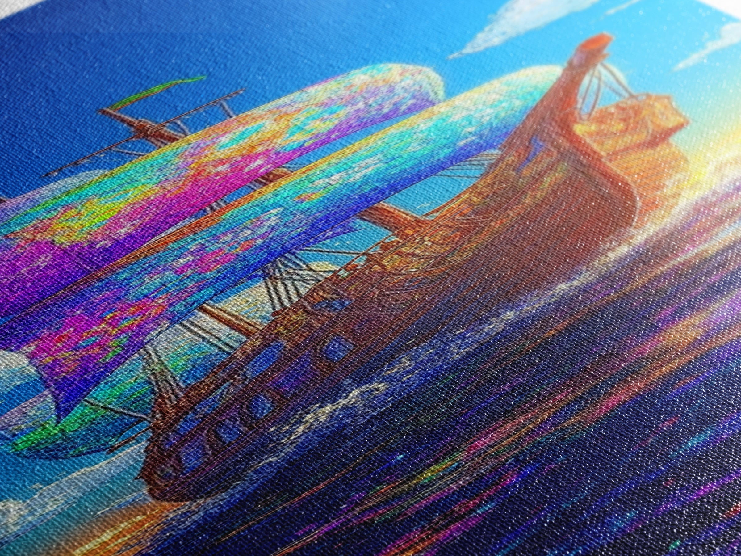 Rainbow Sailing Ship Canvas Print, Nautical Wall Art, Ocean Seascape, Coastal Home Decor, Beach House Living Room Decor Gift For Him