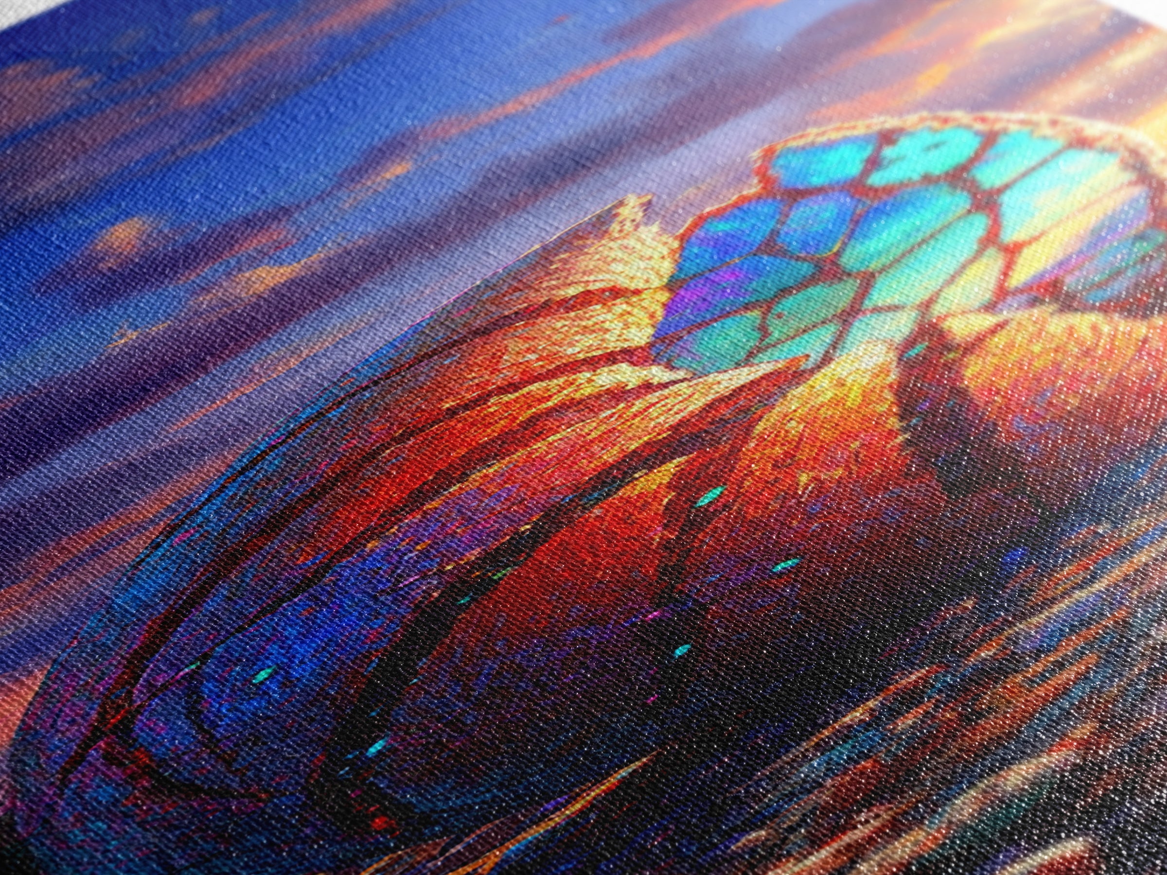 Rainbow Nautilus Seashell At Sunset Wall Art, Coastal Canvas Print, Beach House Decor, Ocean Landscape Art, Seaside Gift