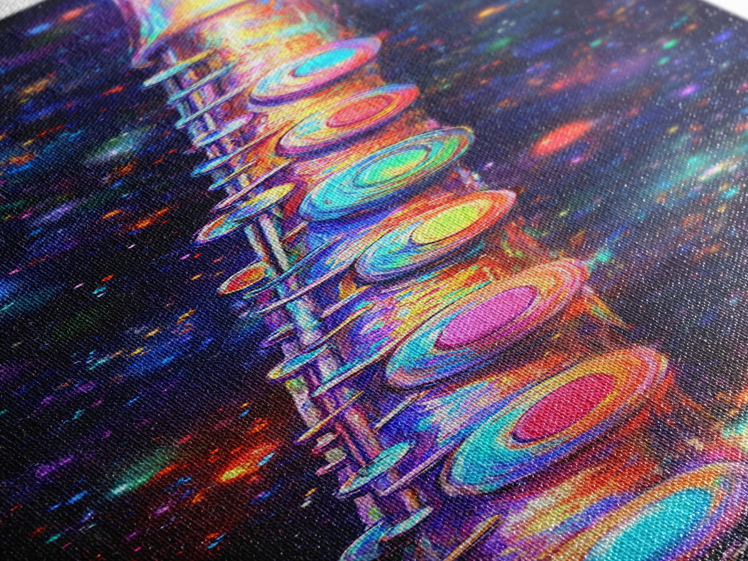 Cosmic Rainbow Flute In Starry Space Wall Art, Music Studio Canvas Print, Music Room Decor, Sci Fi Wall Art, Gift For Him