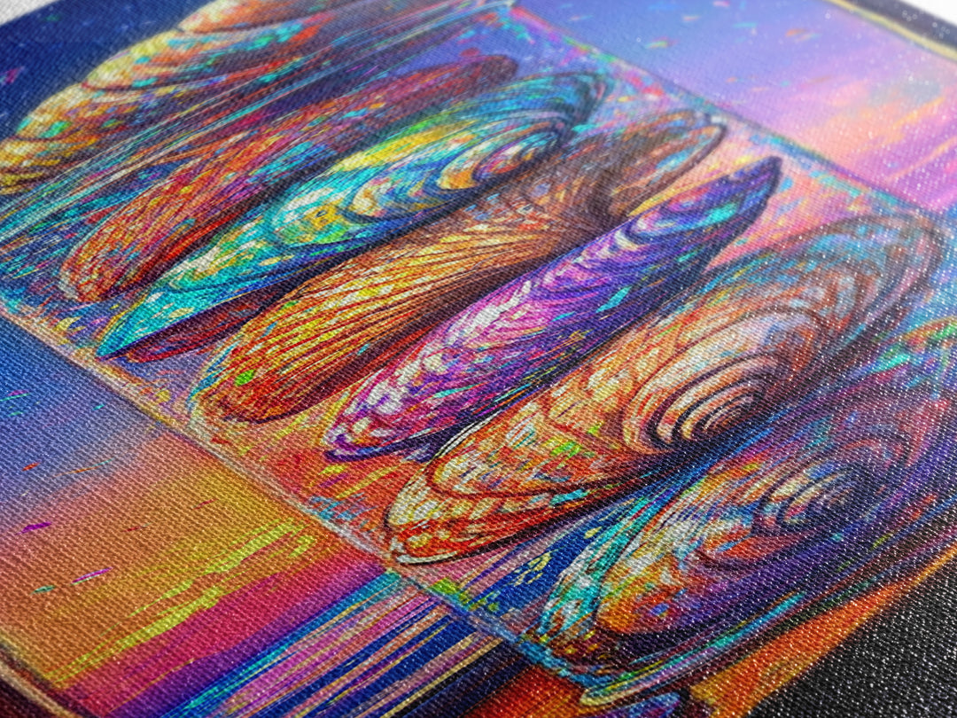 Stacked Rainbow Seashells In Window Framed Canvas Print, Coastal Wall Art, Beach House Decor, Nautical Wall Decor Housewarming Gift
