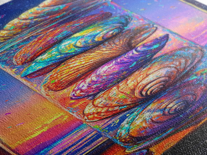 Stacked Rainbow Seashells In Window Framed Canvas Print, Coastal Wall Art, Beach House Decor, Nautical Wall Decor Housewarming Gift