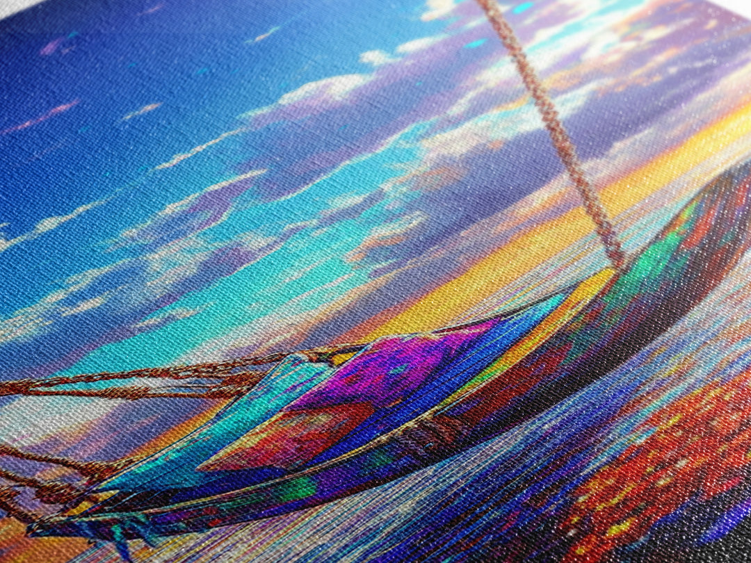 Sunset Ocean Hammock Wall Art, Beach House Decor, Coastal Wall Art Print, Relaxing Seascape For Bedroom And Living Room Decor