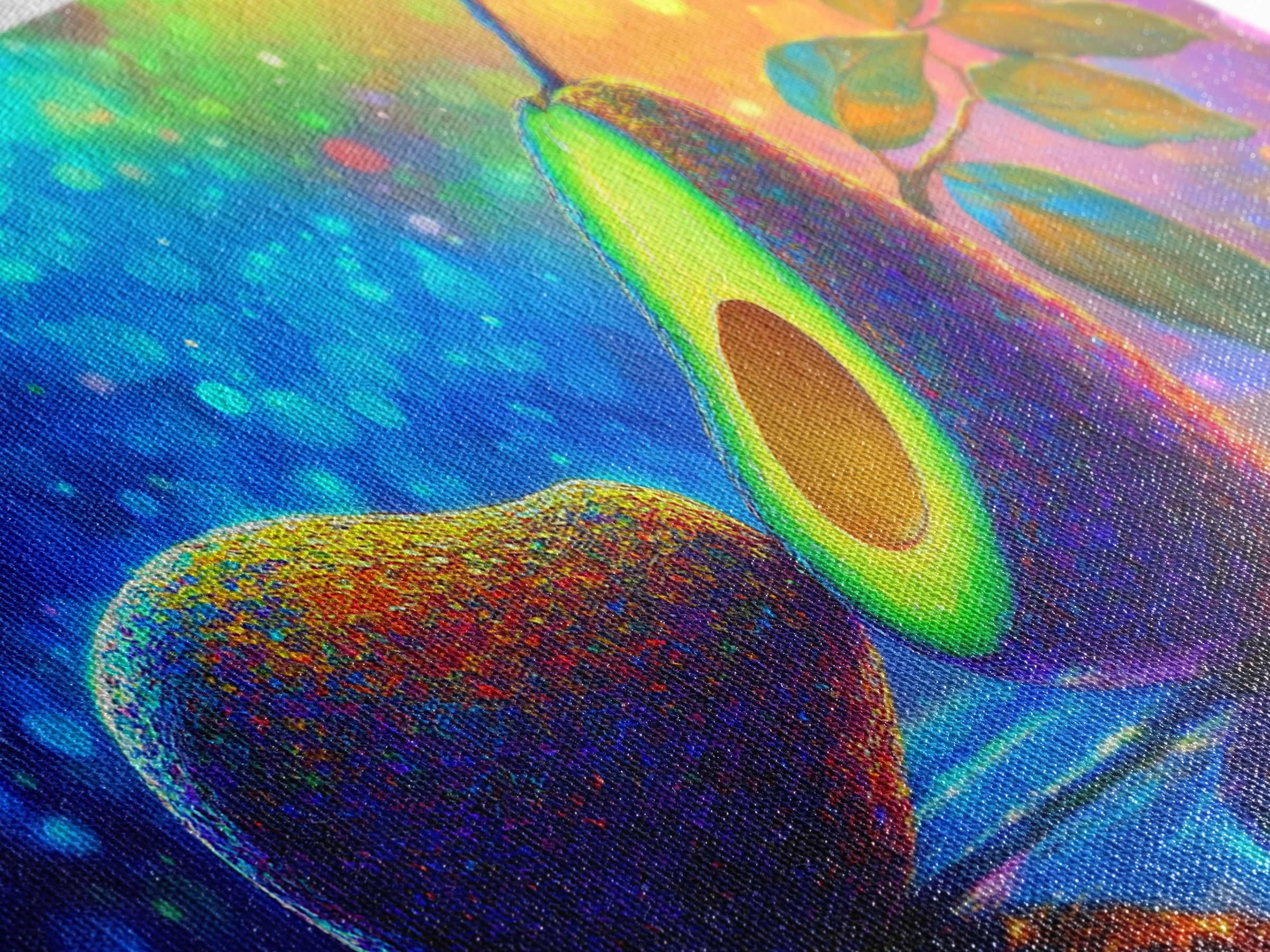 Vibrant Avocado Still Life Canvas Print, Colorful Kitchen Wall Art, Foodie Home Decor, Modern Fruit Art, Housewarming Gift