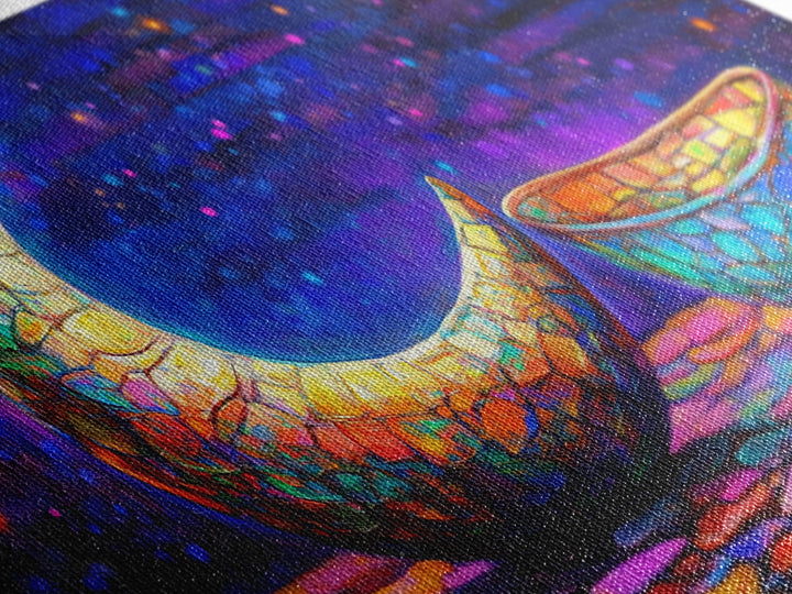 Mosaic Crescent Moon And Bowl Wall Art, Celestial Night Sky Decor, Mystical Boho Canvas, Gift For Her Home Decor, Moon Phase Art