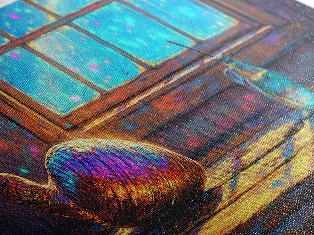 Rainbow Seashell And Glass By Window Canvas Print, Nautical Wall Art, Coastal Home Decor, Bathroom Wall Decor, Beach House Gift