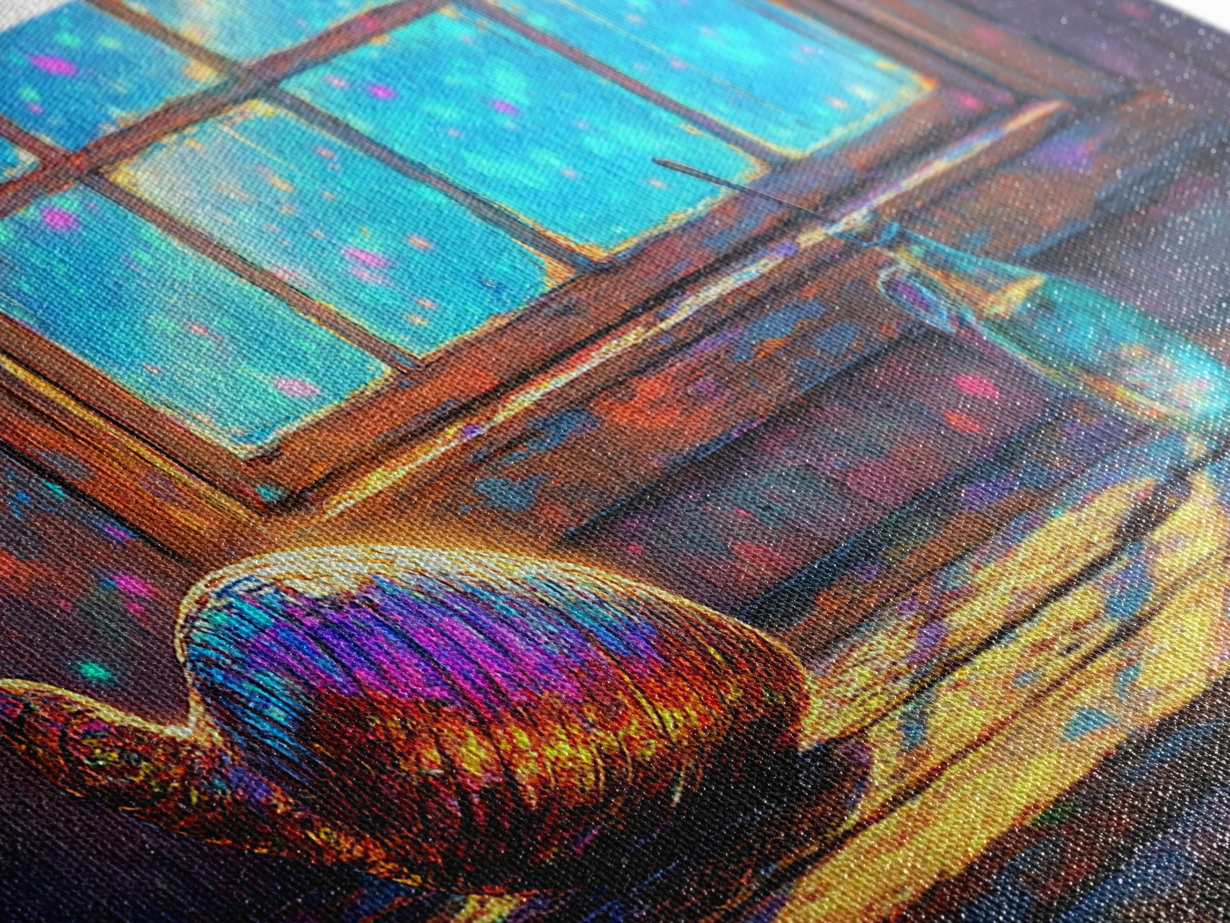 Rainbow Seashell And Glass By Window Canvas Print, Nautical Wall Art, Coastal Home Decor, Bathroom Wall Decor, Beach House Gift