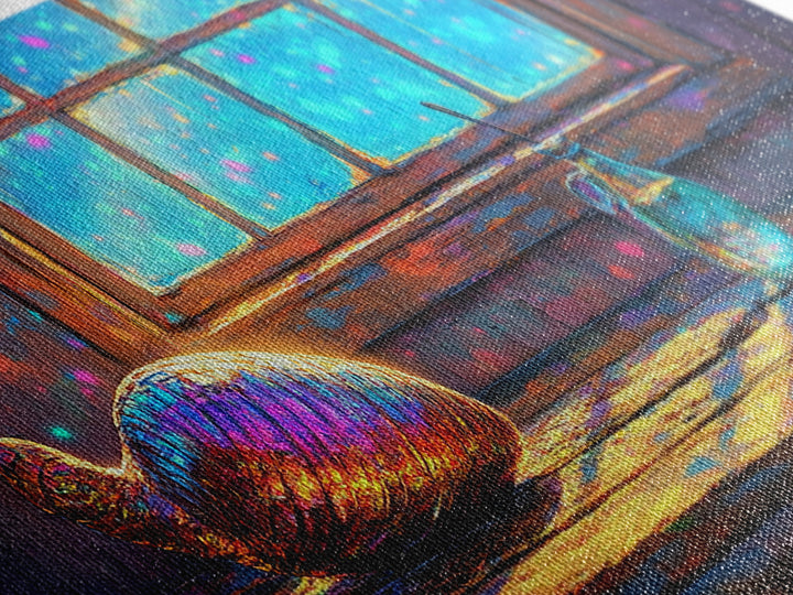 Rainbow Seashell And Glass By Window Canvas Print, Nautical Wall Art, Coastal Home Decor, Bathroom Wall Decor, Beach House Gift