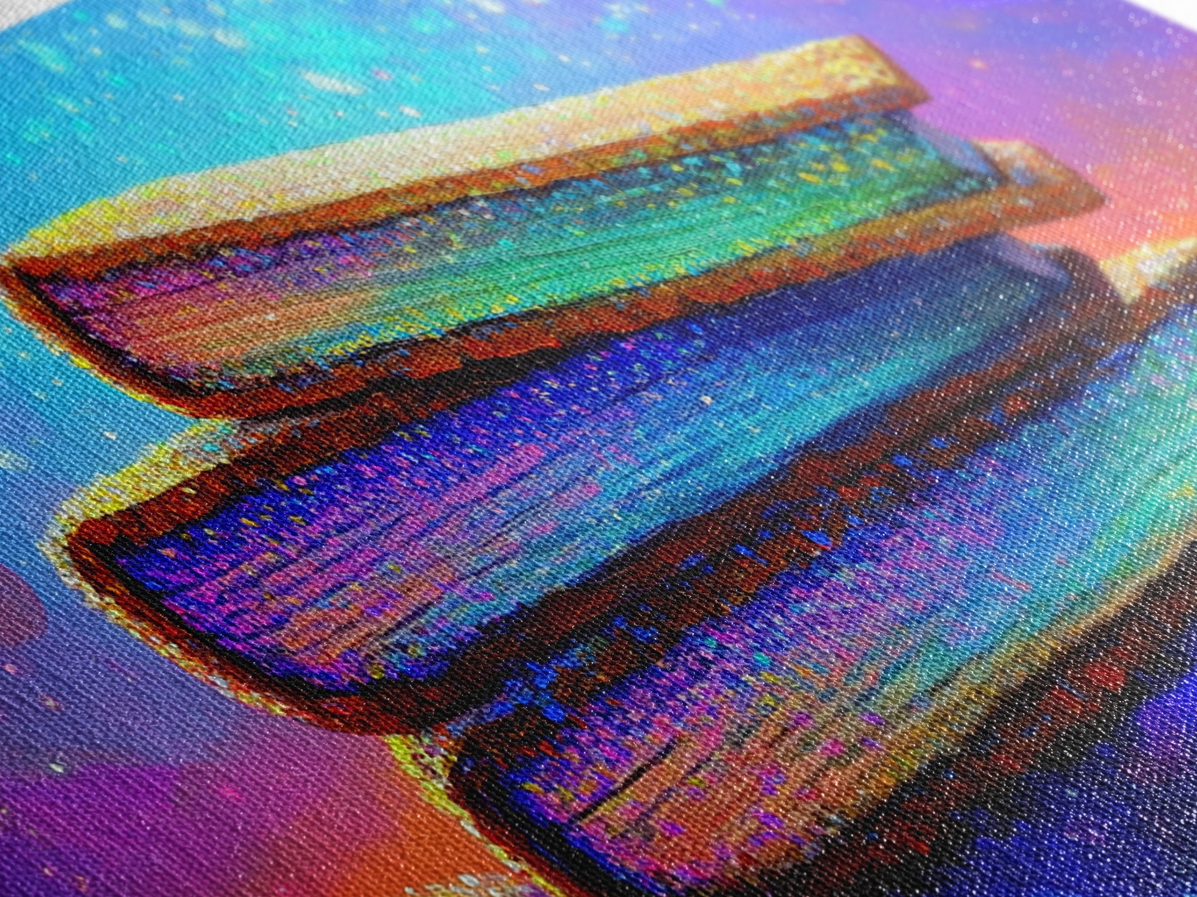 Stacked Rainbow Books Under Starry Sky Canvas Print, Book Lover Wall Art, Library Decor, Cozy Reading Nook Gift For Home Office Decor