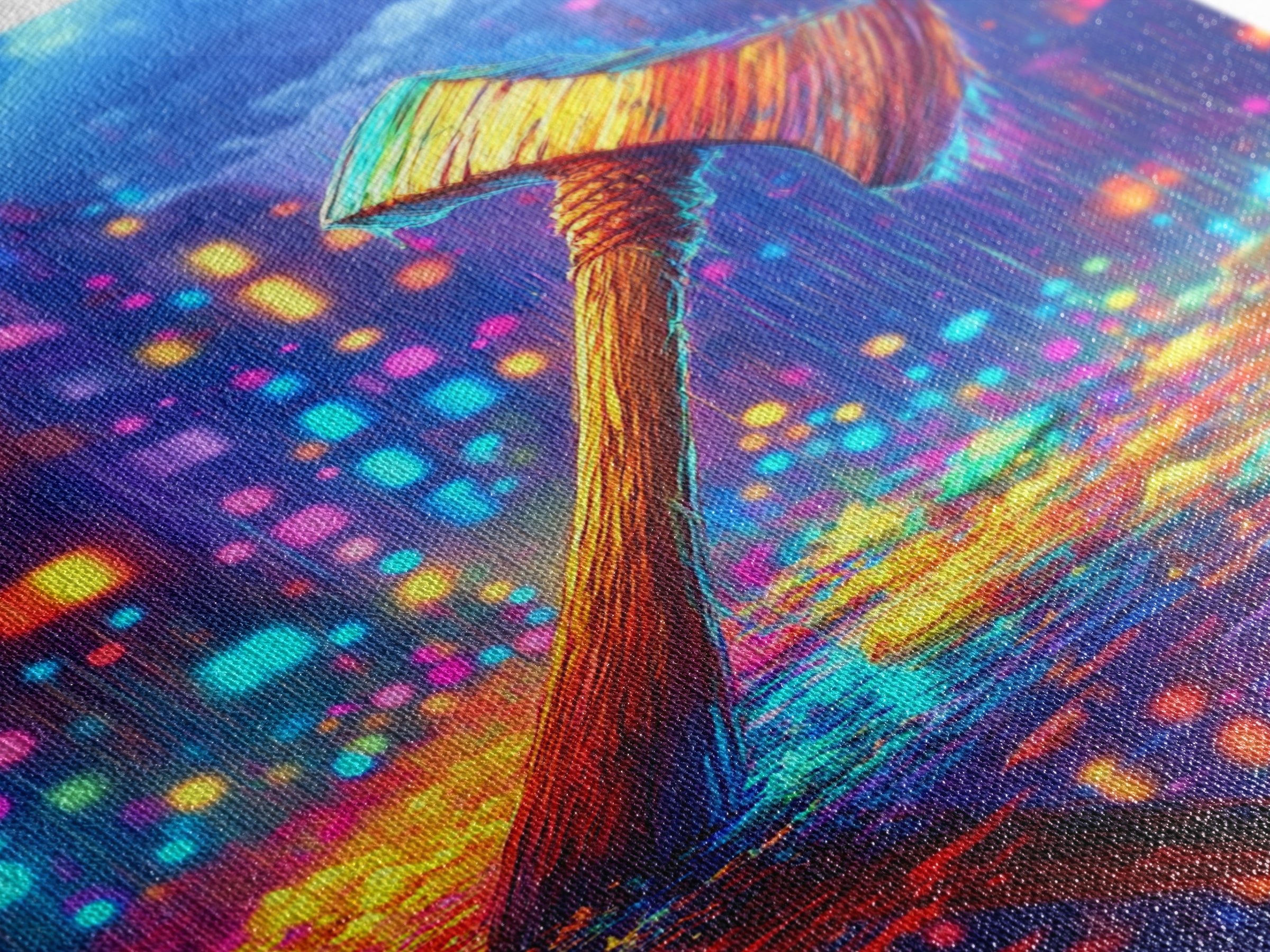 Neon Axe In Rainy City Framed Canvas Print, Cyberpunk Wall Art, Dystopian Decor, Gamer Room Art, Unique Gift For Him, Home Decor