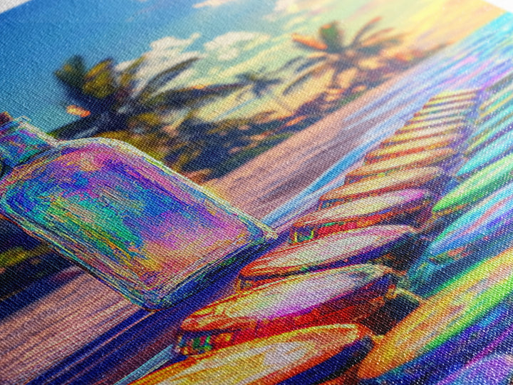 Rainbow Glass Bottle On Tropical Beach Canvas Print, Coastal Wall Art, Beach House Decor, Ocean Art Print, Summer Home Decor