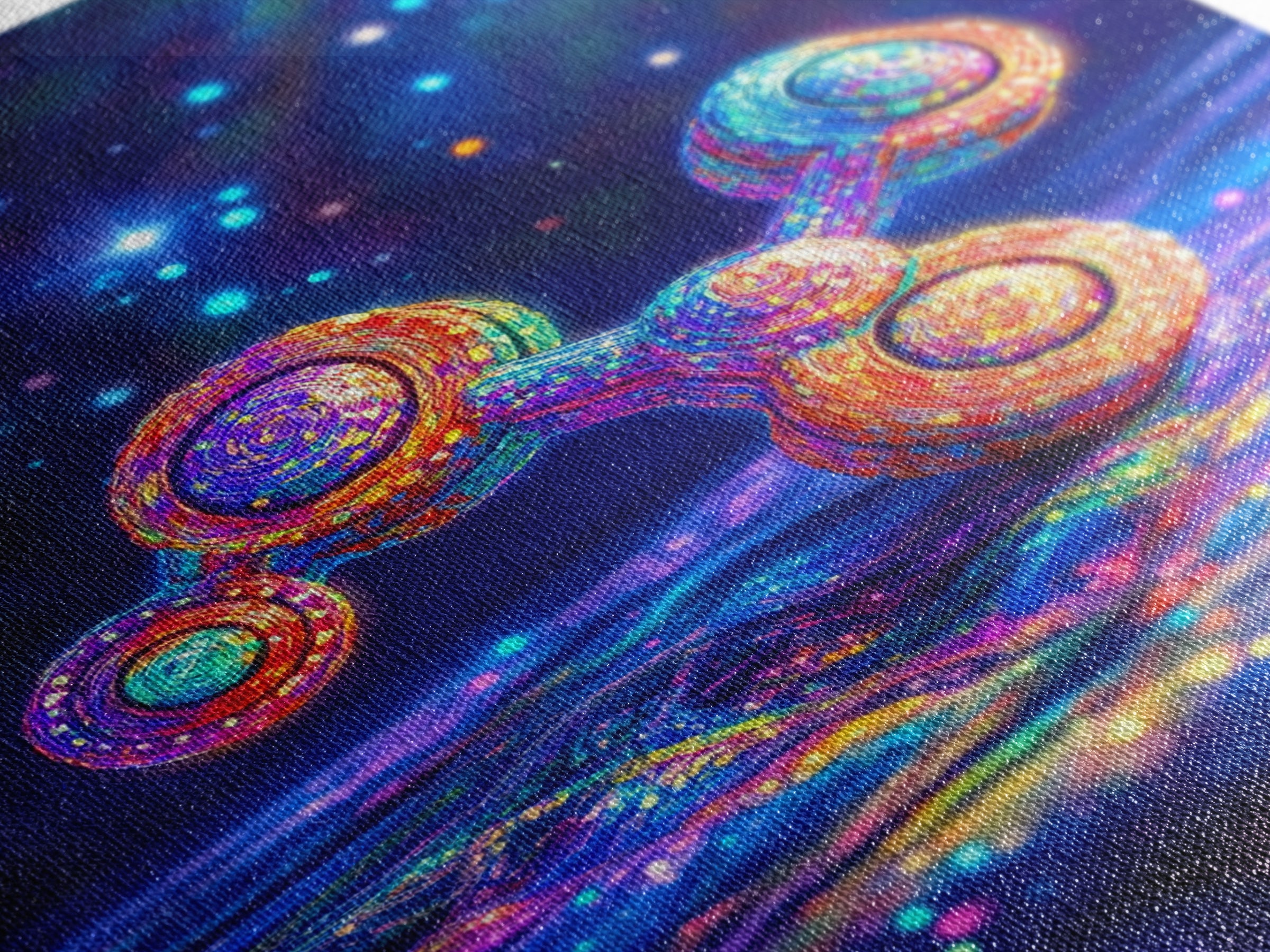 Glowing Rainbow Molecule Science Wall Art, Futuristic Space Art Print, Cyberpunk Decor, Medical Office Decor, Gift For Him