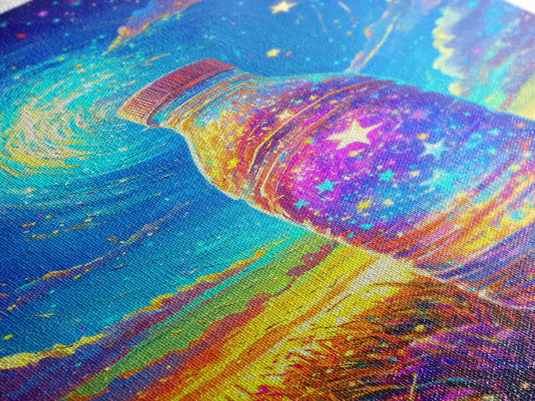 Starry Galaxy Bottle Wall Art, Whimsical Celestial Landscape, Colorful Nursery Decor, Kids Room Art, Magical Fantasy Print