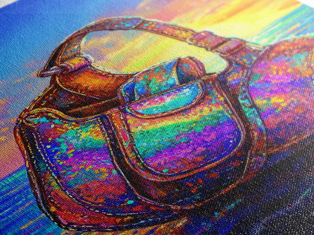 Iridescent Headphones On Sunset Beach Canvas Print, Music Studio Wall Art, Ocean Decor, Gamer Room Decor, Gift For Him, Art Gift
