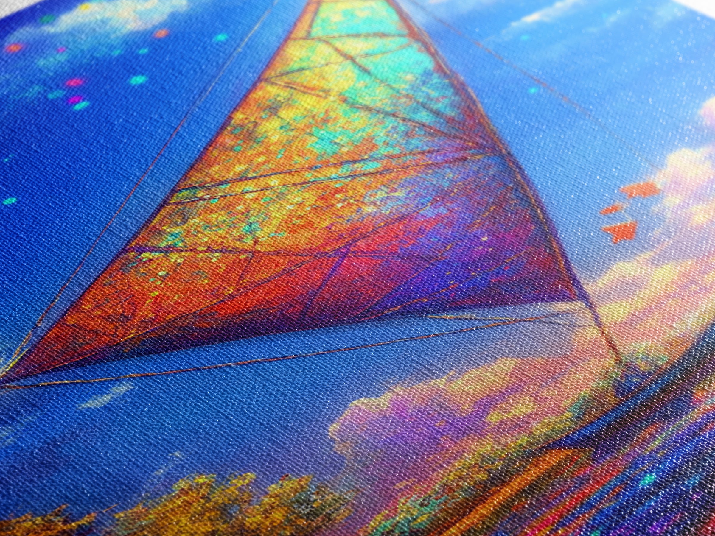 Rainbow Sailboat On Sparkling Water Wall Art, Coastal Canvas Print, Nautical Decor, Ocean Art, Beach House Gift, Home Decor