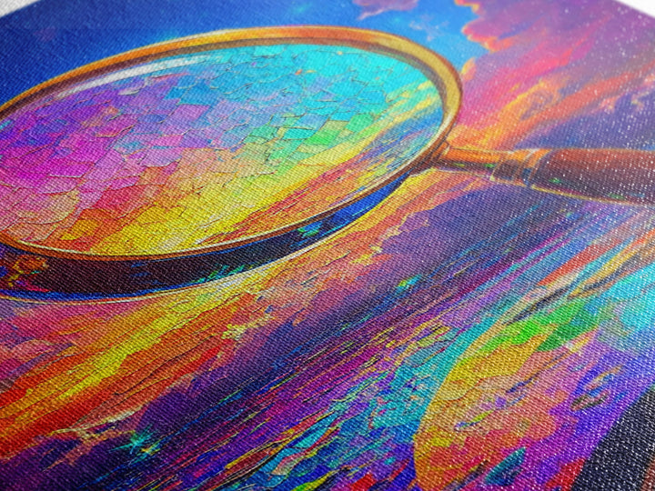 Rainbow Magnifying Glass At Sunset Canvas Print, Surreal Ocean Wall Art, Coastal Seascape Decor, Unique Office Art Gift For Him