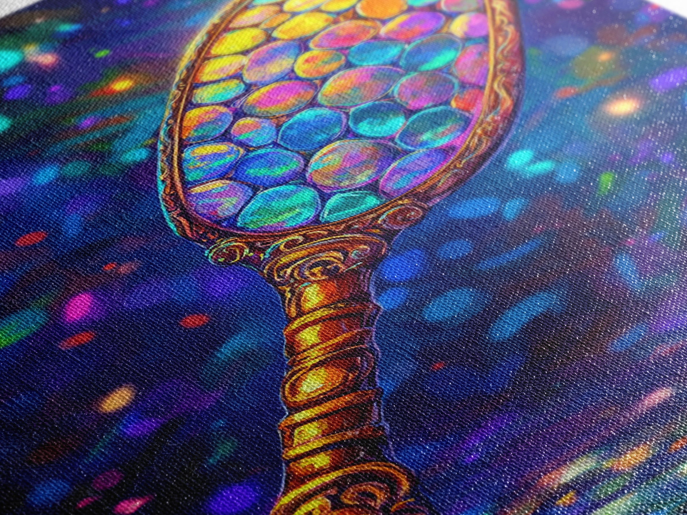 Iridescent Hand Mirror Wall Art, Rainbow Glass Painting, Maximalist Bathroom Decor, Dopamine Decor, Framed Canvas Print, Gift