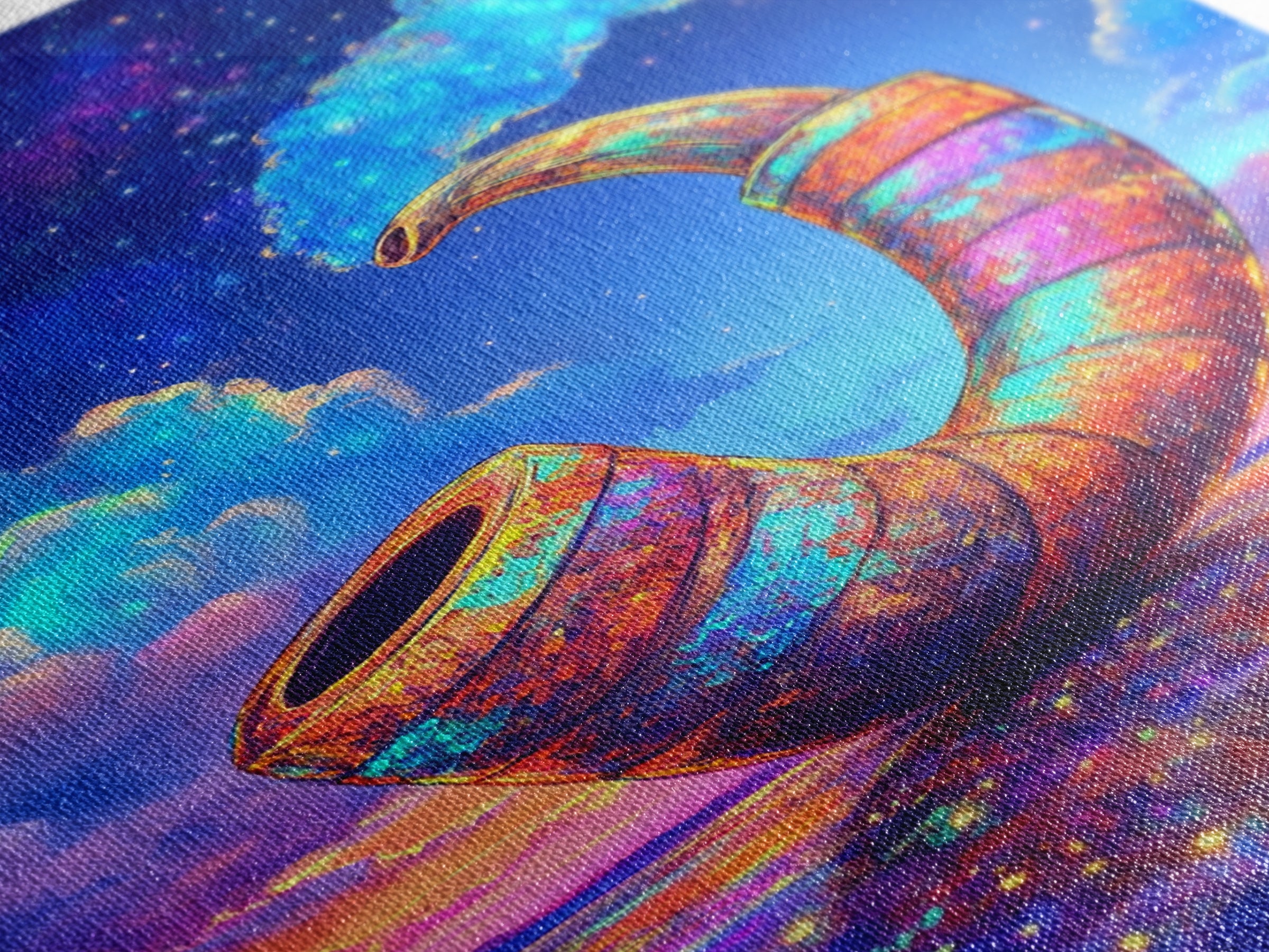 Cosmic Rainbow Smoking Pipe Framed Canvas Print, Surreal Wall Art, Psychedelic Space Decor, Colorful Statement Wall Art