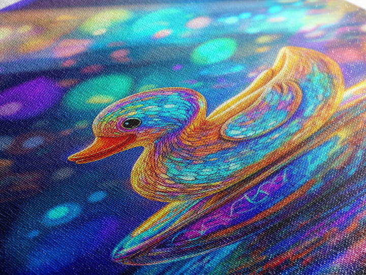 Glowing Rainbow Rubber Duck Canvas Print, Whimsical Animal Wall Art, Cute Bathroom Decor For Kids Room And Nursery Gift