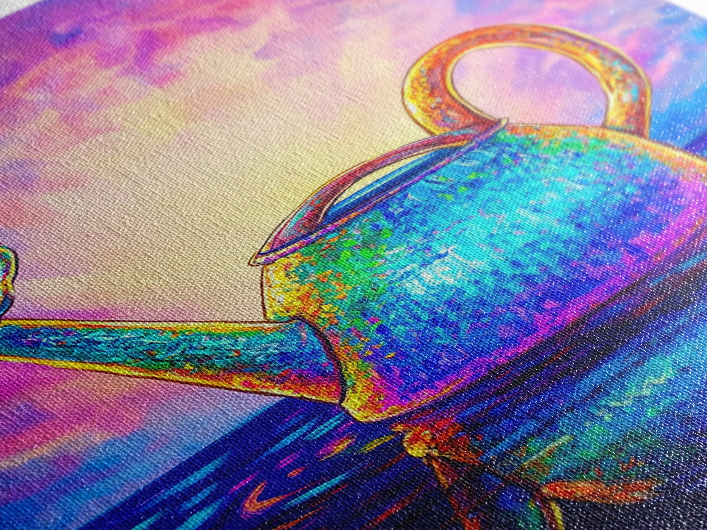 Radiant Watering Can At Sunrise Wall Art, Colorful Garden Decor, Whimsical Botanical Art Print, Vibrant Canvas Print Gift
