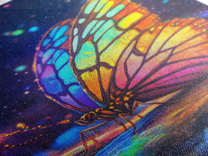 Stained Glass Rainbow Butterfly Canvas Print, Colorful Wall Art, Whimsical Animal Art, Nature Inspired Home Decor Unique Gift