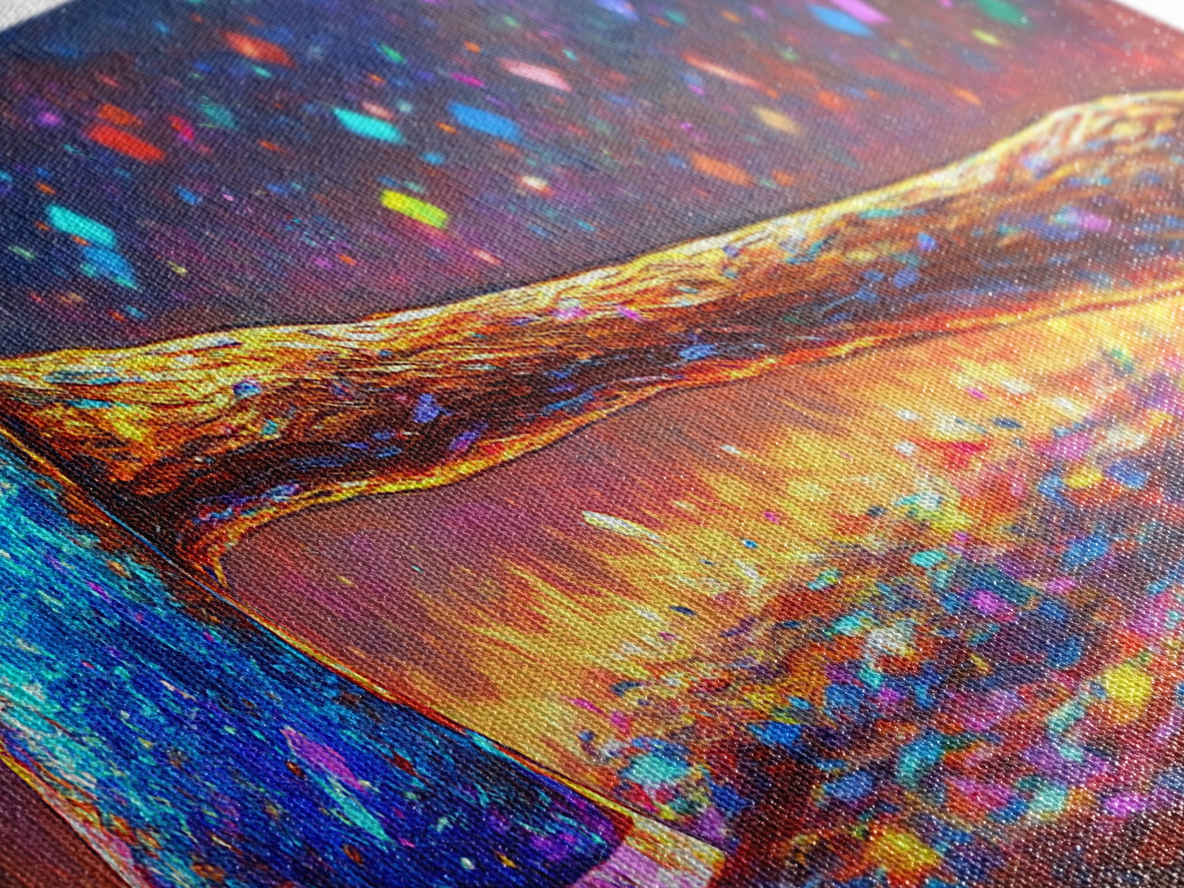Vibrant Rainbow Axe On Glittering Ground Canvas Print, Rustic Wall Art, Garage Decor, Man Cave Decor, Unique Gift For Him