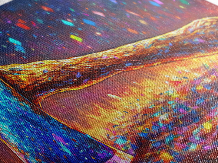 Vibrant Rainbow Axe On Glittering Ground Canvas Print, Rustic Wall Art, Garage Decor, Man Cave Decor, Unique Gift For Him