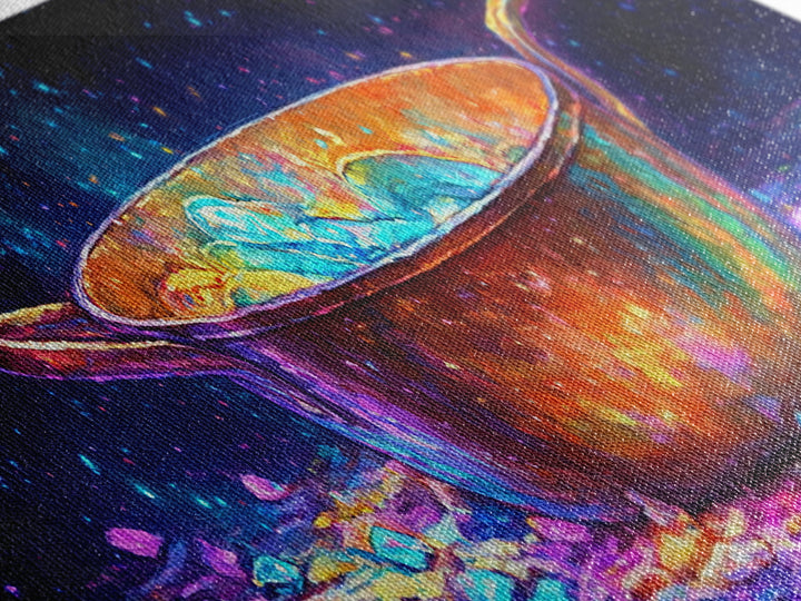 Glowing Copper Pan With Shimmering Water Canvas Print, Kitchen Wall Art, Rustic Kitchen Decor, Foodie Gift, Dining Room Prints