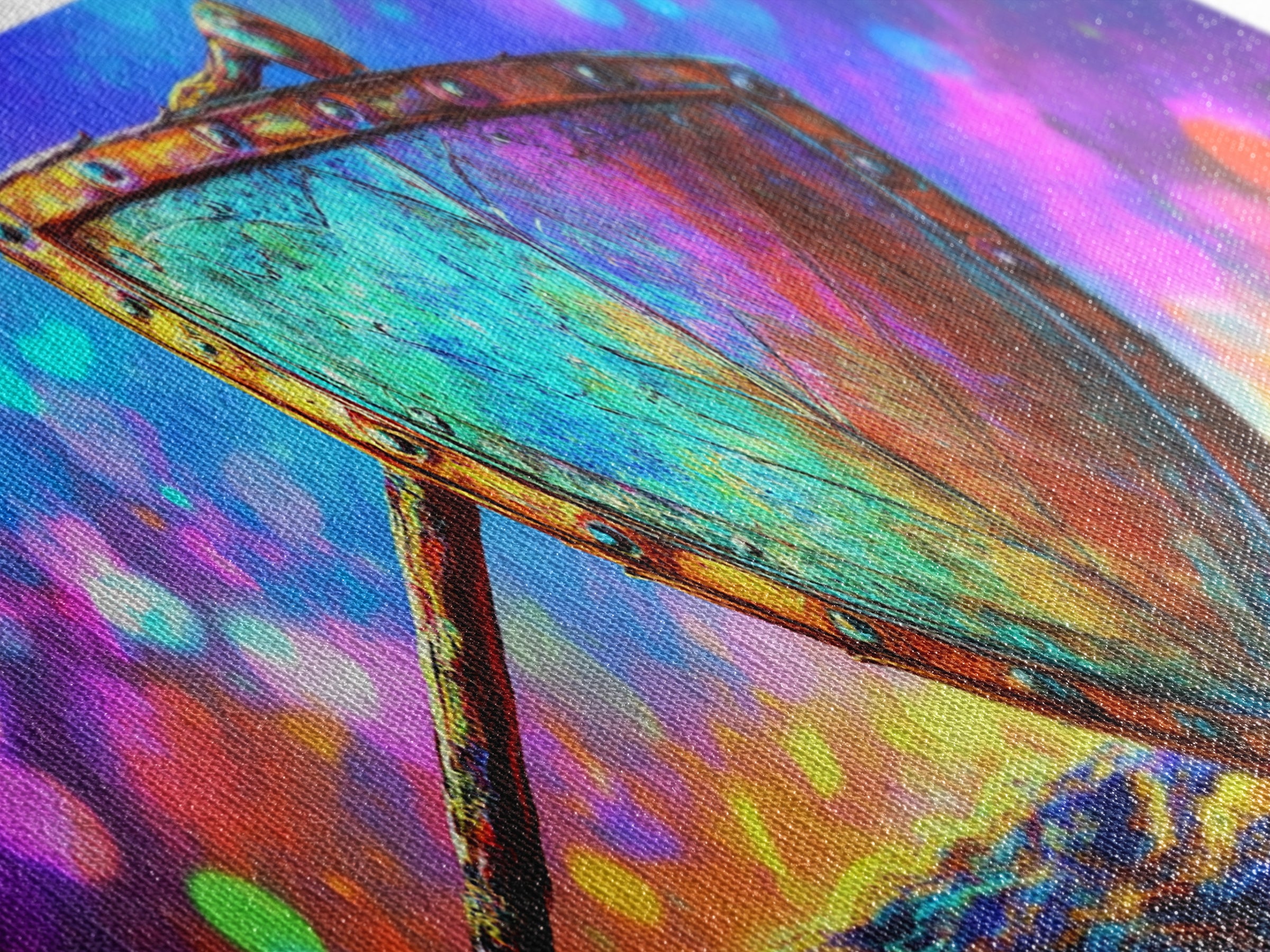 Iridescent Viking Shield And Spear Canvas Print, Fantasy Wall Art, Norse Decor, Medieval Warrior Gift For Him, Game Room Decor