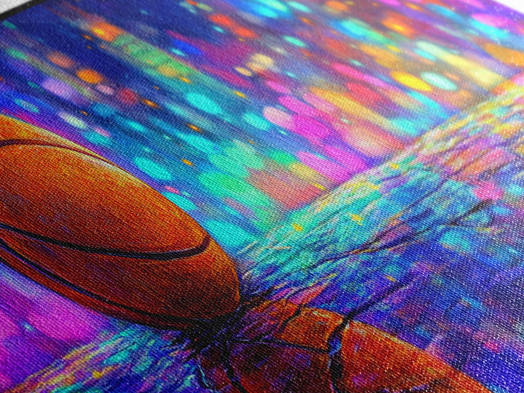 Basketball On Rainy Court Wall Art, Urban Sports Print, Man Cave Decor For Game Room, Boys Room, And Sports Fan Gift For Him