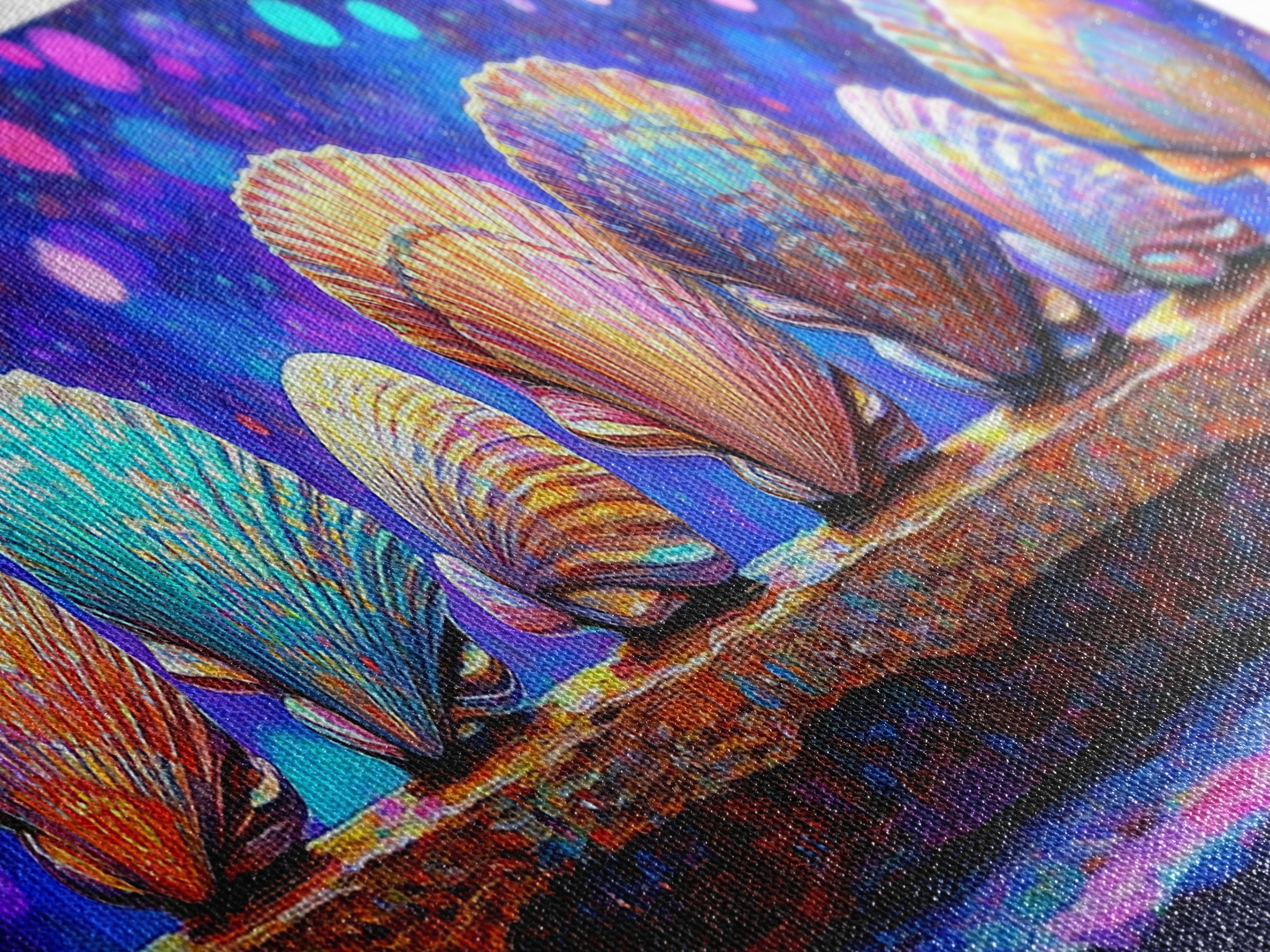 Rainbow Seashells On Driftwood Wall Art, Coastal Decor, Ocean Wall Art Print, Beach House Gallery Wall Gift Idea For Her