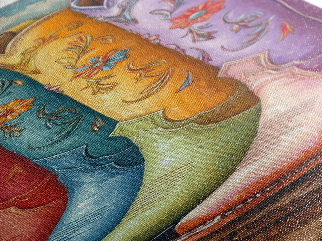 Bright Embroidered Cowboy Boots Painting, Western Canvas Print, Cowgirl Wall Decor, Boho Ranch Home Decor, Gift For Her, Art Print