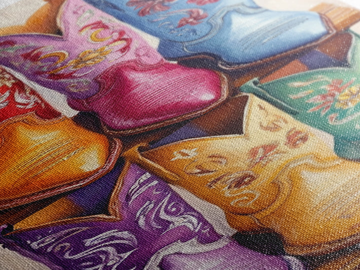 Six Embroidered Cowboy Boots Framed Canvas Print, Western Wall Art, Cowgirl Decor, Rustic Home Decor, Farmhouse Wall Decor