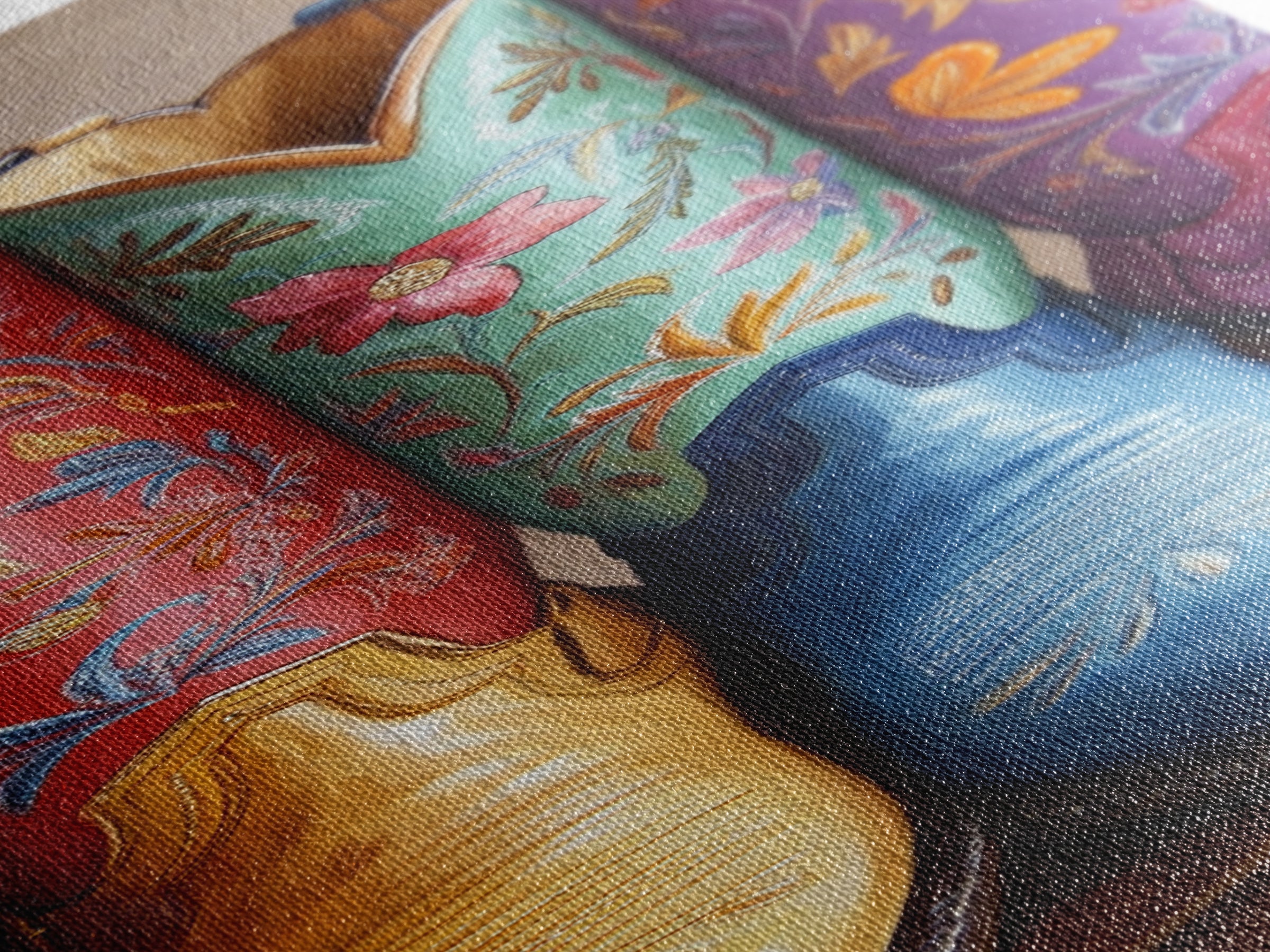 Red Aqua And Purple Floral Cowboy Boots Canvas Print, Western Cowgirl Wall Decor, Rustic Ranch Art, Living Room Home Decor
