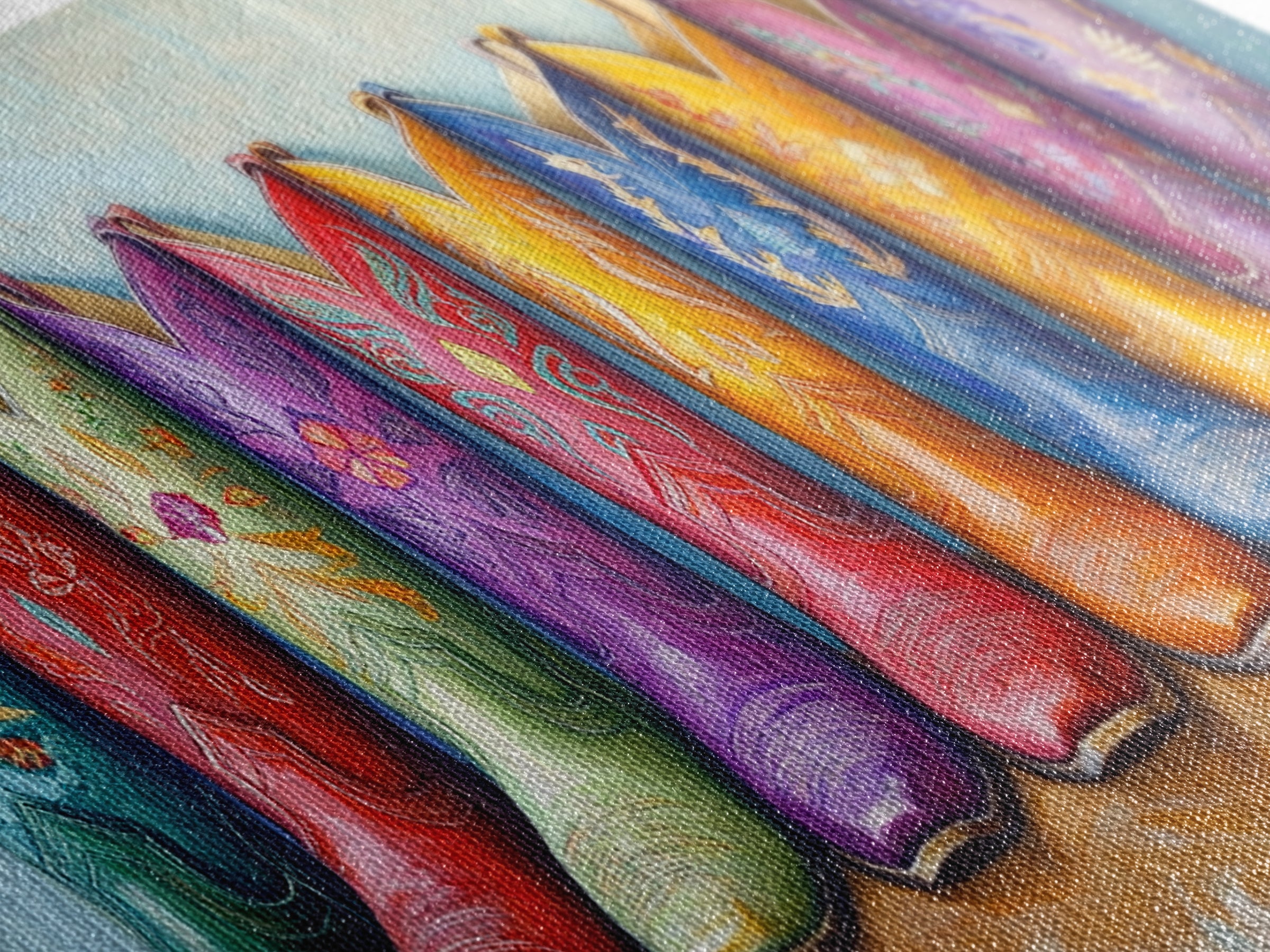 Colorful Row Of Western Cowgirl Boots Canvas Print, Embroidered Cowboy Wall Decor, Boho Ranch Living Room Housewarming Gift