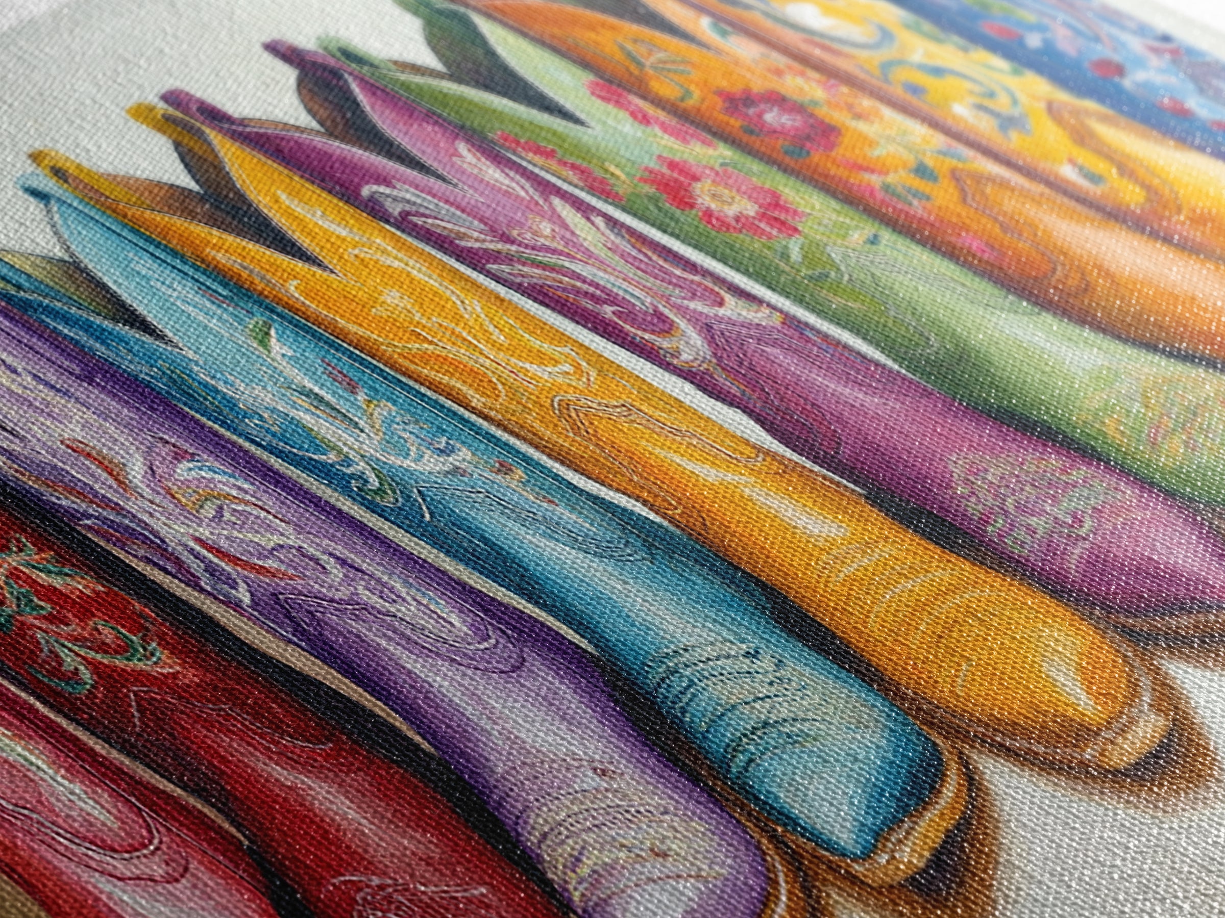Vibrant Embroidered Cowboy Boots Wall Art, Western Cowgirl Decor, Rustic Farmhouse Canvas Print, Colorful Living Room Art