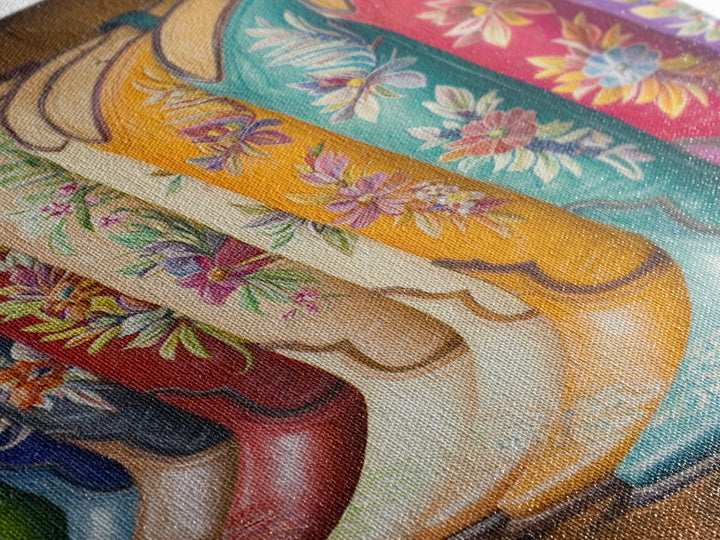 Embroidered Floral Cowboy Boots Canvas Print, Western Wall Art, Cowgirl Decor, Rustic Home Decor, Housewarming Gift, Living Room Decor