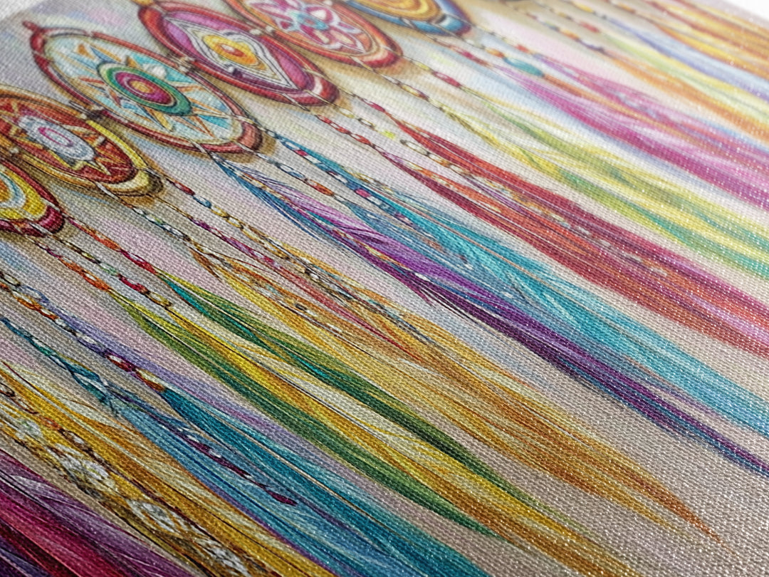 Colorful Dreamcatcher Feather Wall Art, Boho Western Decor, Southwestern Nursery Print, Vibrant Tribal Housewarming Gift
