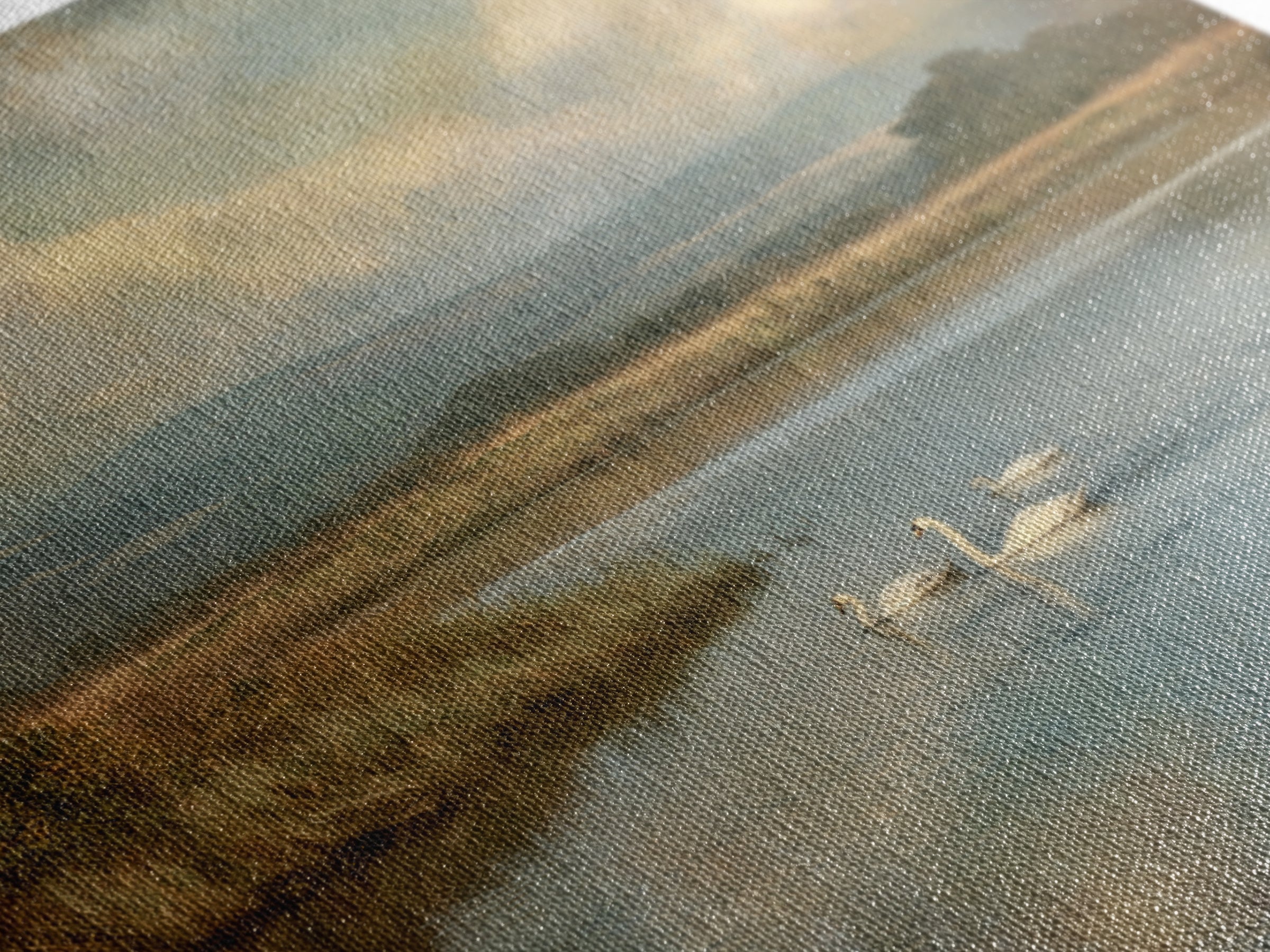 Paired Swans in a Dreamy Painterly Lake Canvas Print, Above Bed Art, Boho Wall Art, Bedroom Decor, Fine Art, Serenity, ABA-1x1-22